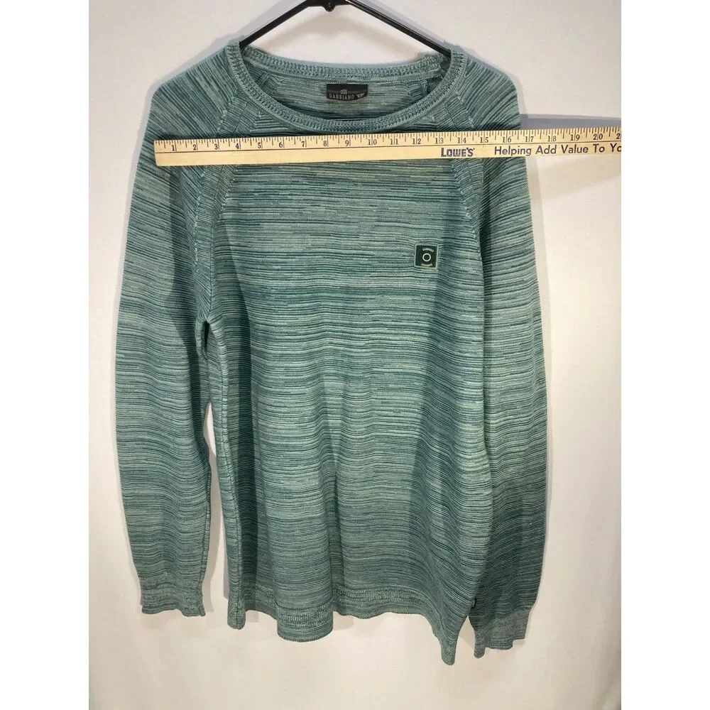 Gabbiano Mens Crewneck Knit Sweater L Green Blue Melange Space Dye Pullover